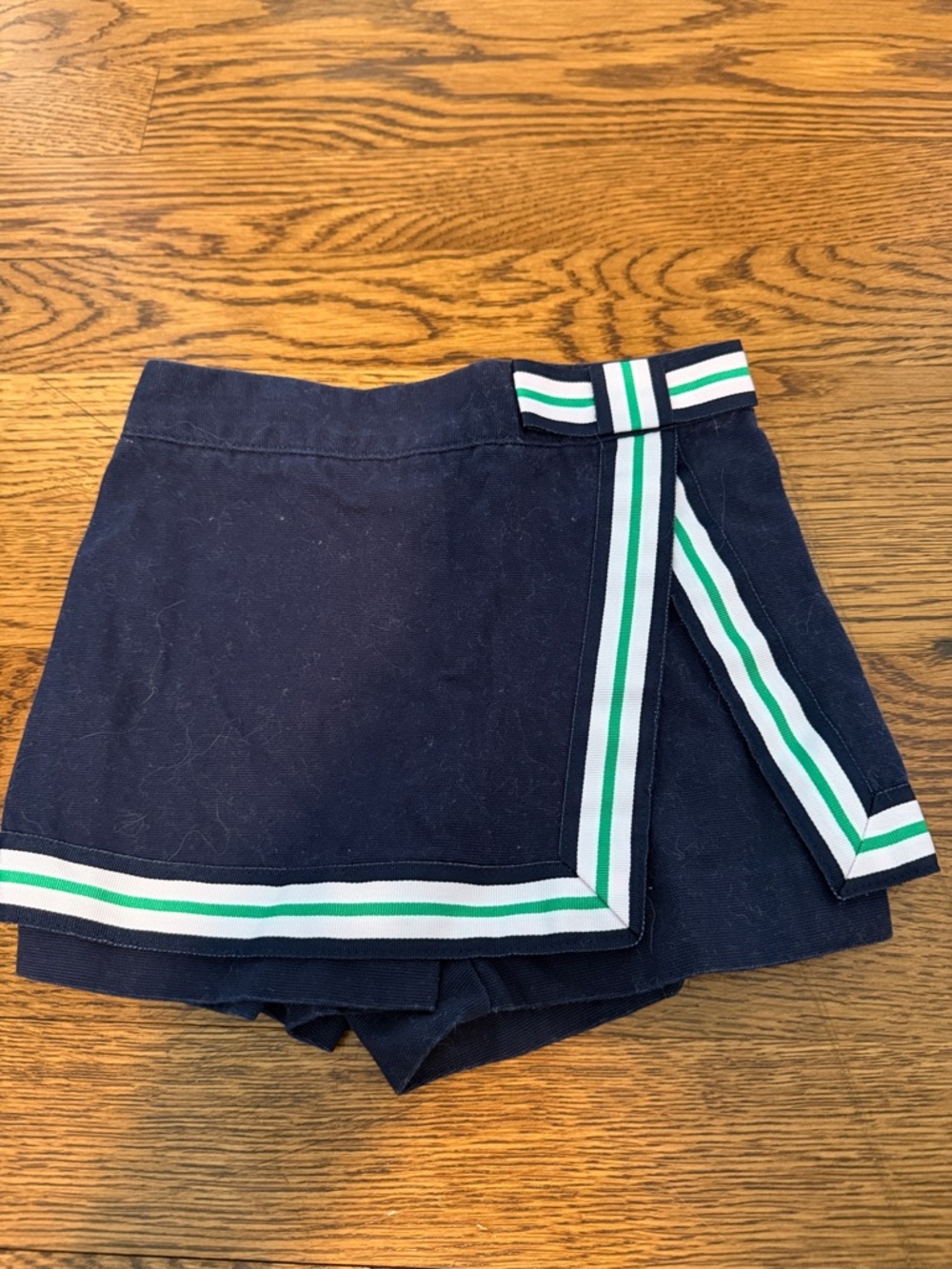 Janie and Jack Navy Skort with White and Green Stripe Trim